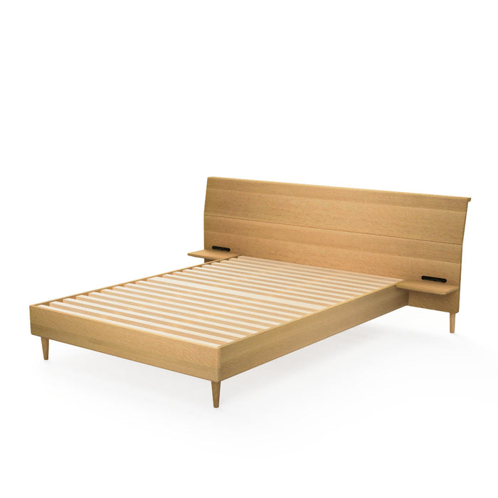 両テーブル付きベッド　ベッドフレームのみ /ハイバックタイプ /ダブル /ウォルナット