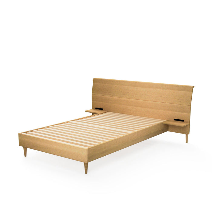 両テーブル付きベッド　ベッドフレームのみ /ハイバックタイプ /セミダブル /ホワイトオーク（節入り）