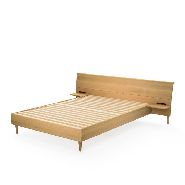 両テーブル付きベッド　ベッドフレームのみ /レギュラータイプ /ダブル /ウォルナット