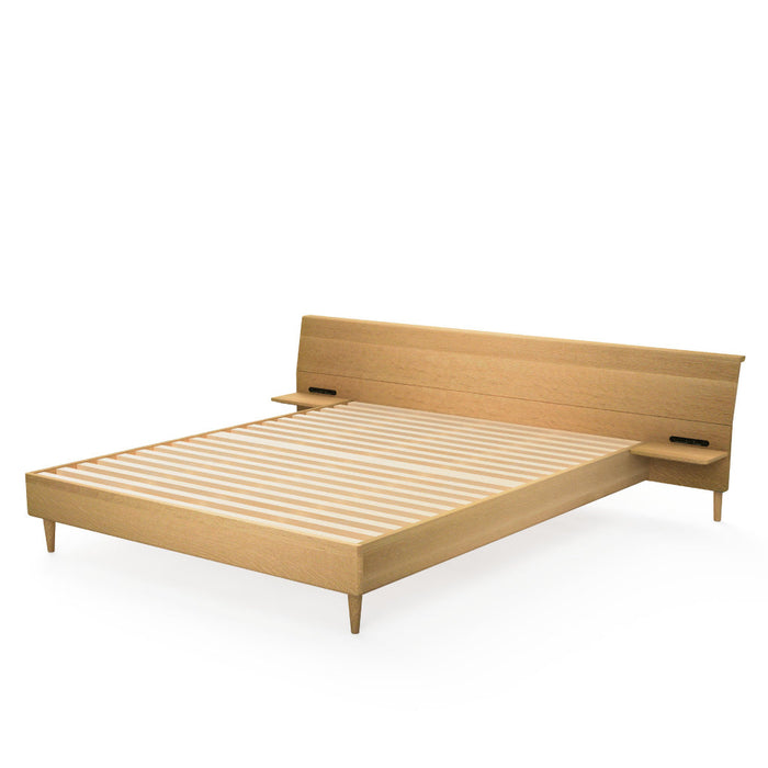 両テーブル付きベッド　ベッドフレームのみ /レギュラータイプ /クイーン /ホワイトオーク（節入り）