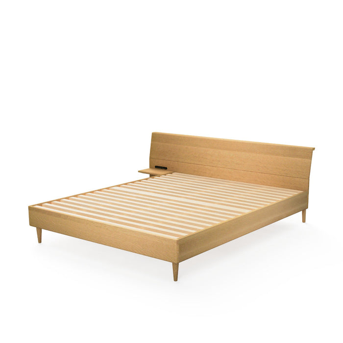 左テーブル付きベッド　ベッドフレームのみ /レギュラータイプ /クイーン /ウォルナット