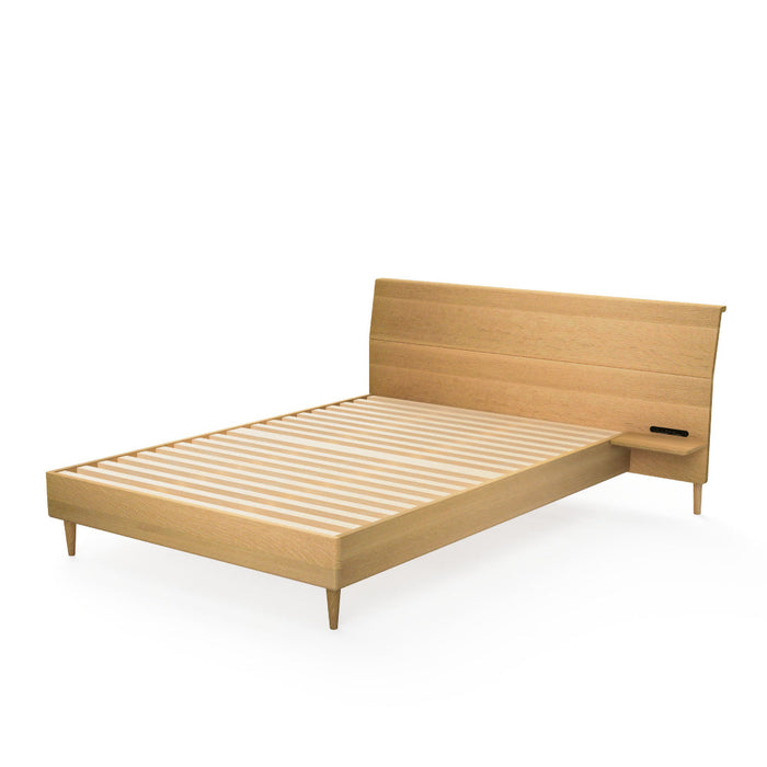 右テーブル付きベッド　ベッドフレームのみ /ハイバックタイプ /ダブル /ホワイトオーク（節入り）