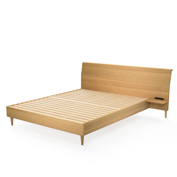 右テーブル付きベッド　ベッドフレームのみ /ハイバックタイプ /クイーン /ホワイトオーク（節入り）