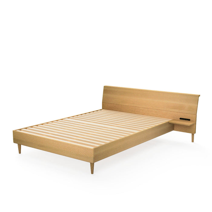 右テーブル付きベッド　ベッドフレームのみ /レギュラータイプ /ダブル /ホワイトオーク（節入り）