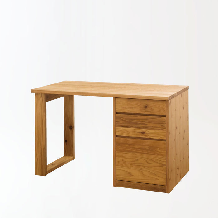 デスク（枠脚+ボックス脚） /W120 /スギ（圧縮板目材 節入り）