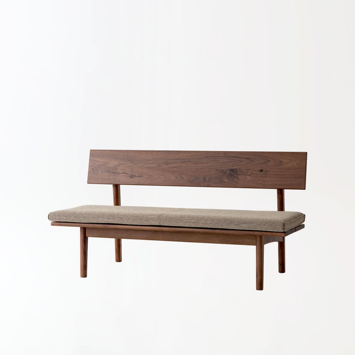 ベンチ /W165 /レギュラータイプ /座クッション仕様 /ウォルナット（節入り）